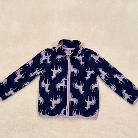 Carter's Other - 2T toddler lavender and Navy Unicorn Print Fleece zip up Jacket